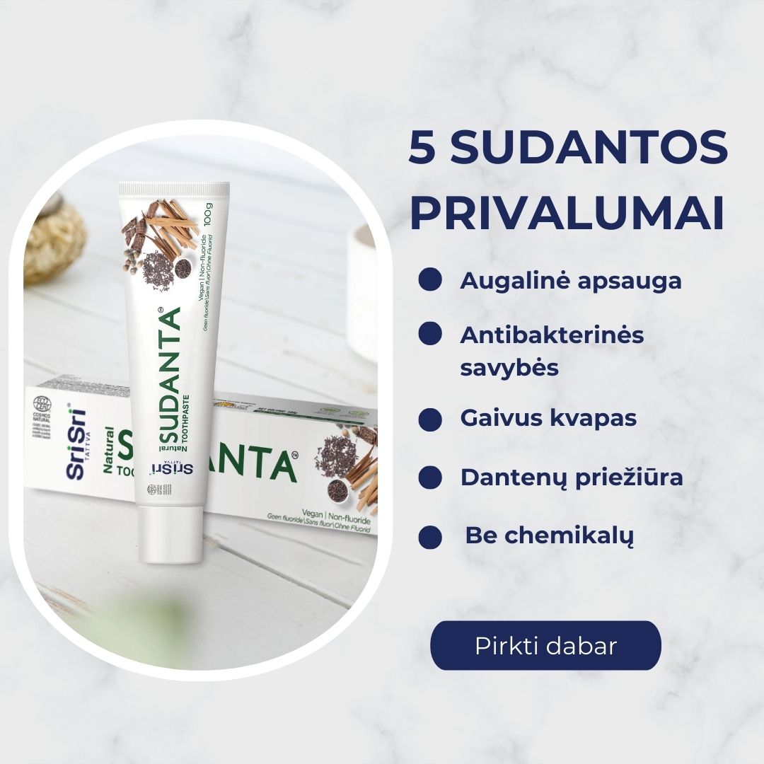 Dantų pasta Sudanta, ECOCERT, be fluoro, Sri Sri Tattva, 100g