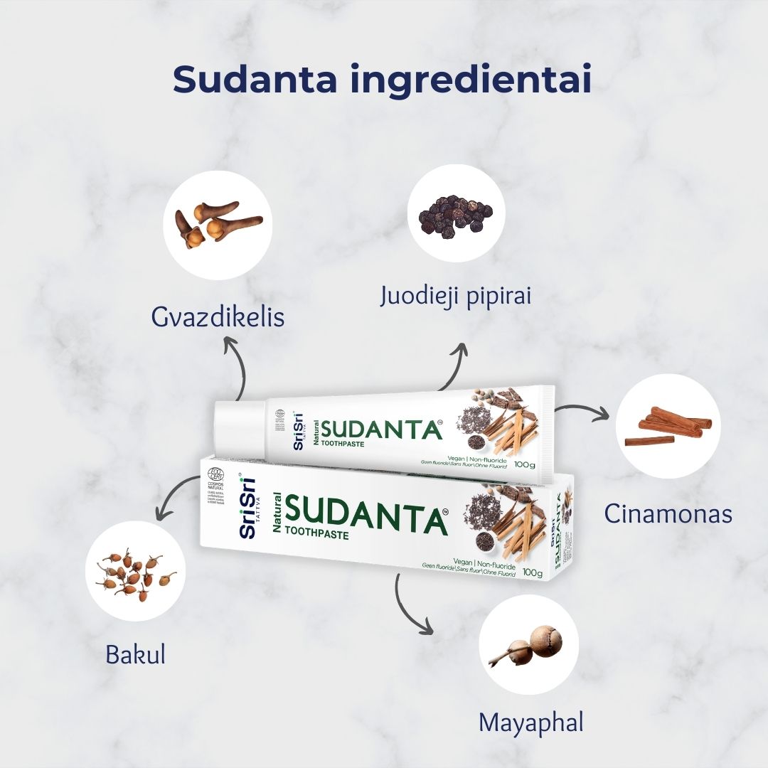 Dantų pasta Sudanta, ECOCERT, be fluoro, Sri Sri Tattva, 100g